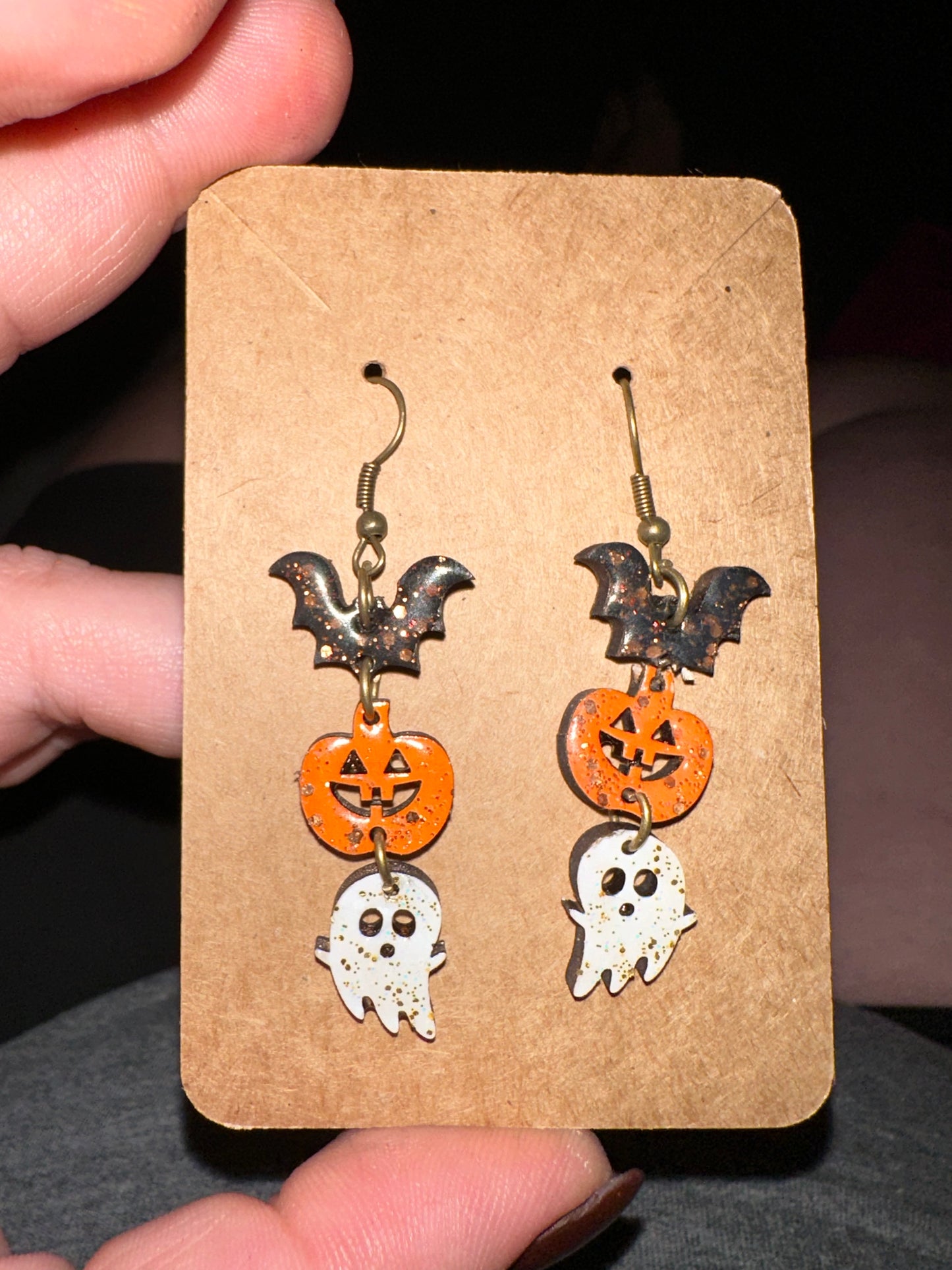 Bat pumpkin ghost earrings