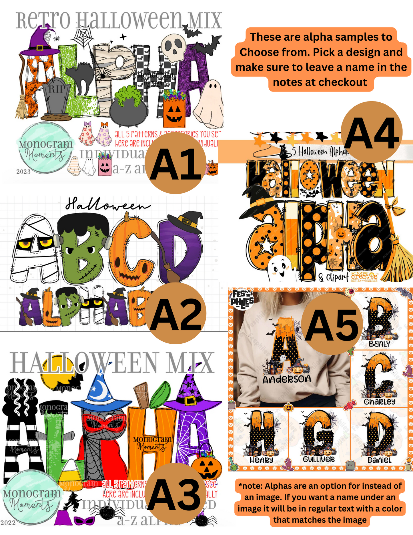 Halloween Trick or Treat Bags 🎃Choose an image and include the number in cart notes along with a name if you are wanting one on it🎃