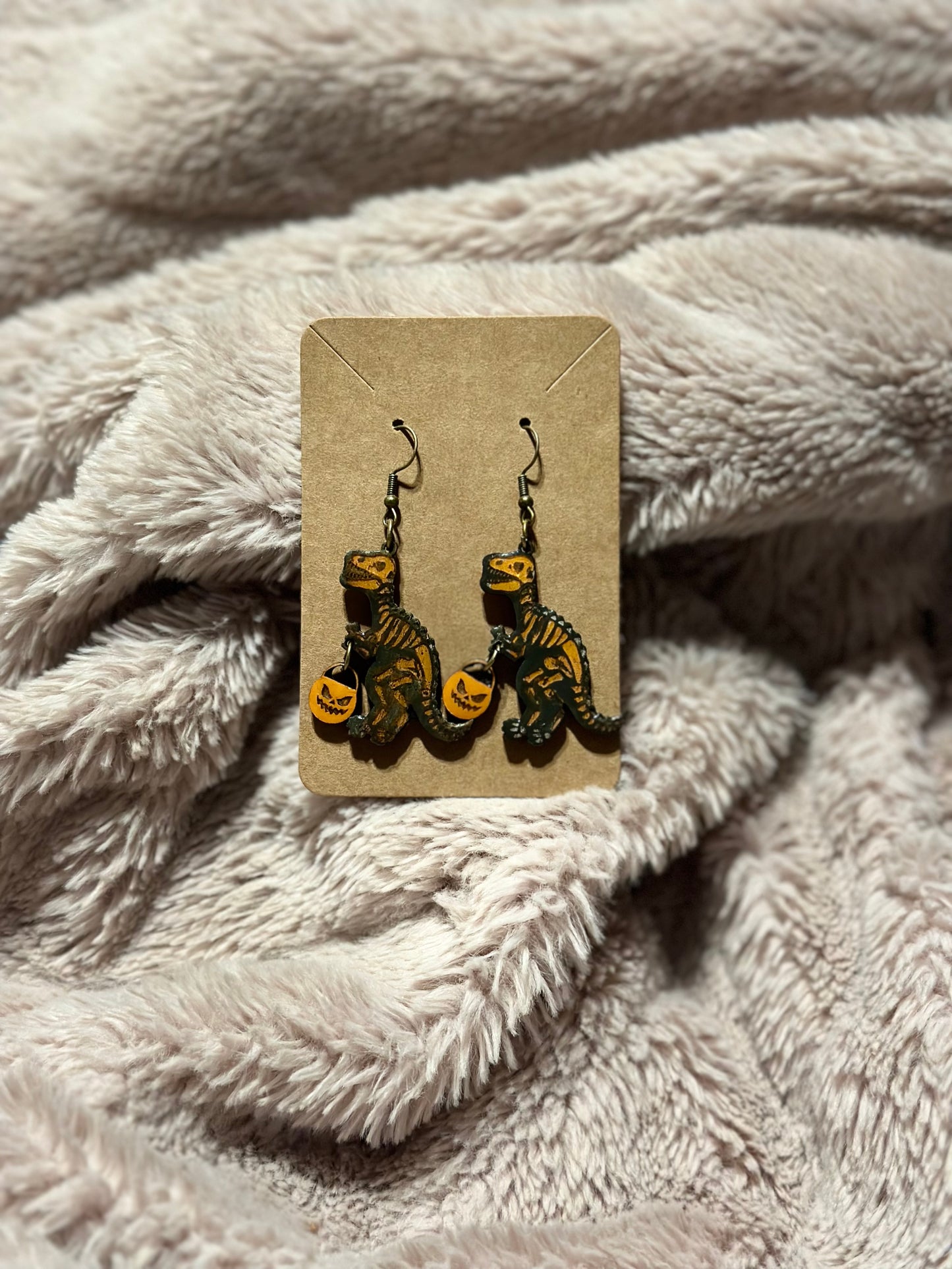 Halloween dinosaur earrings