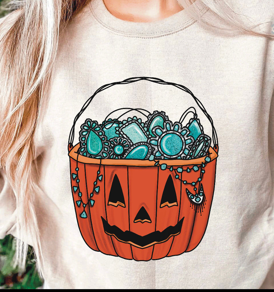 Pumpkin turquoise sweatshirt