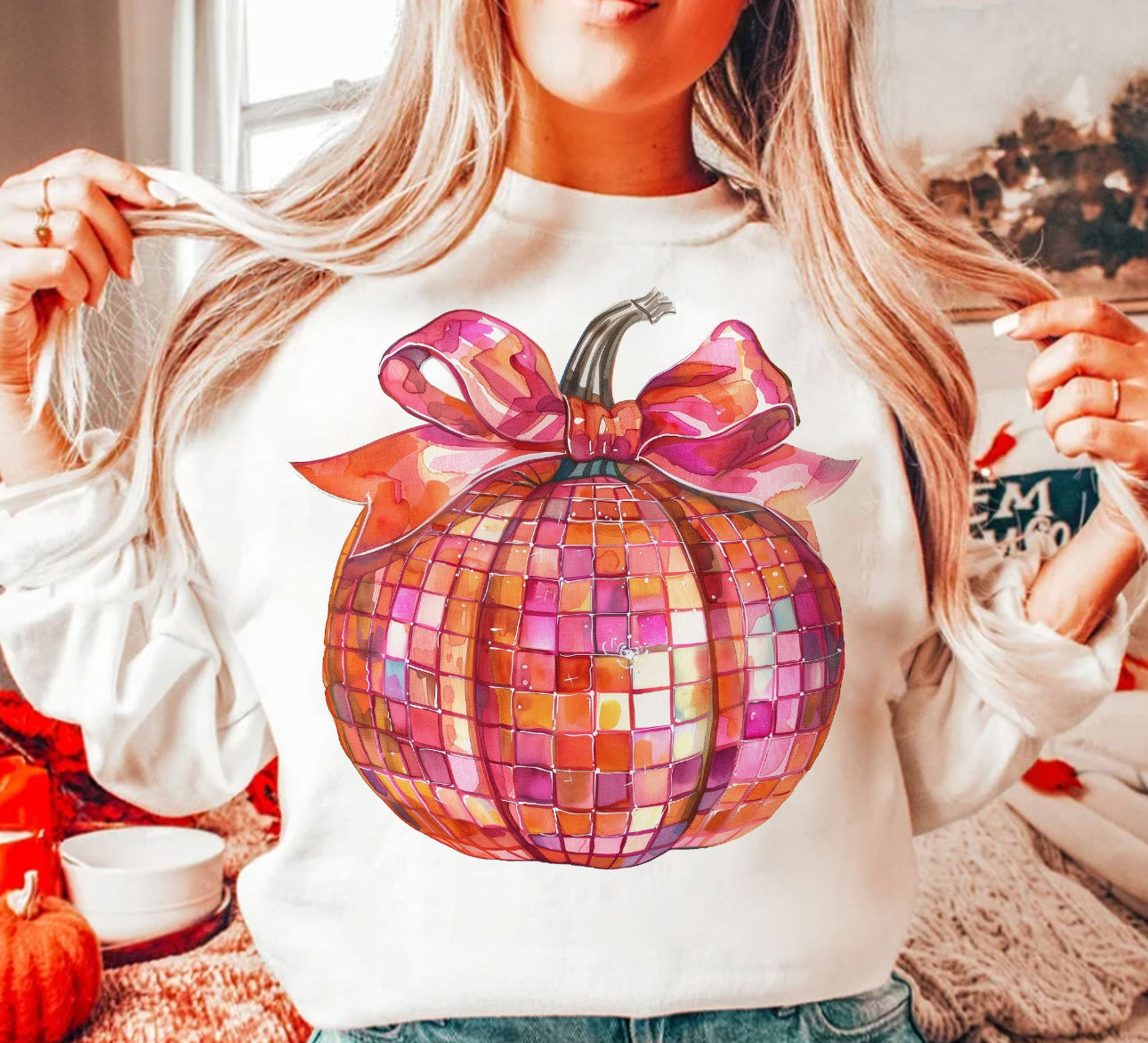 Pink Disco pumpkin sweatshirt