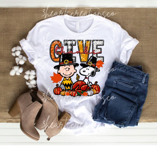 Charlie Brown give thanks shirt