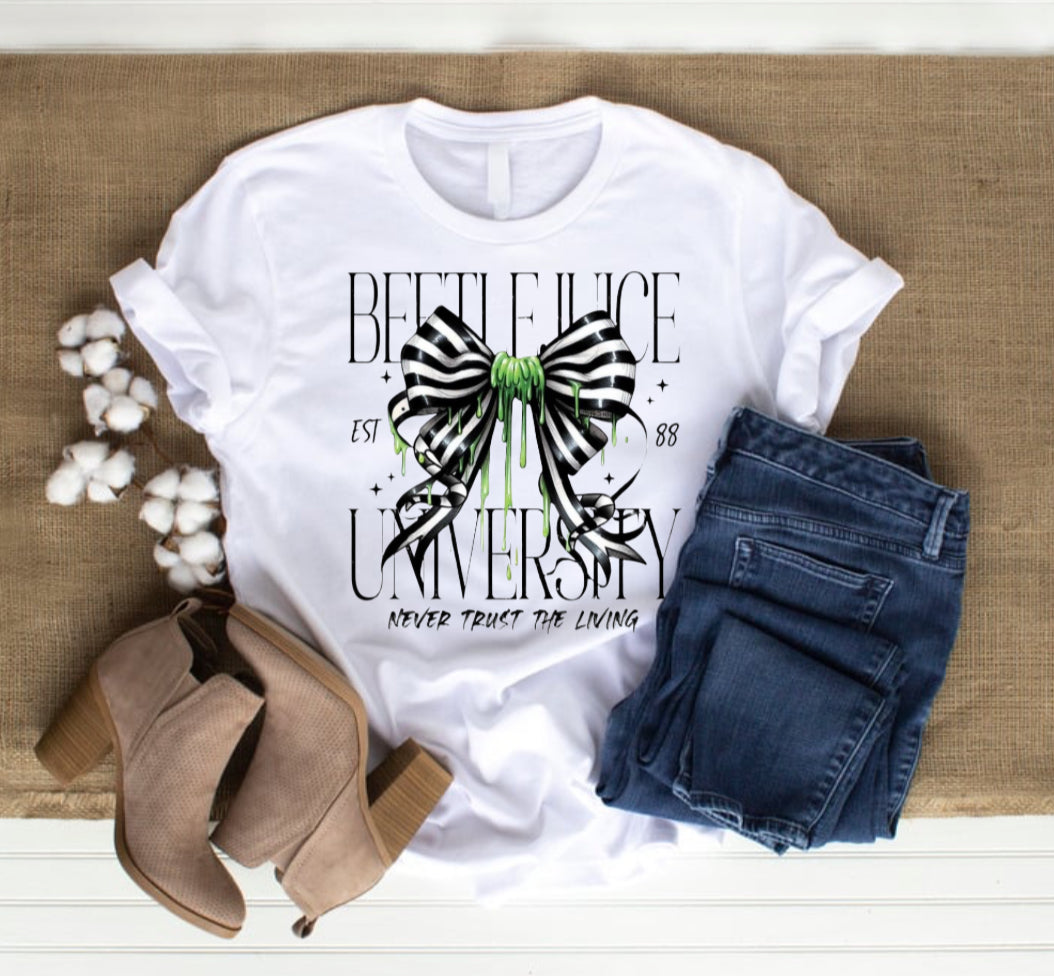 Beetlejuice coquette bow shirt