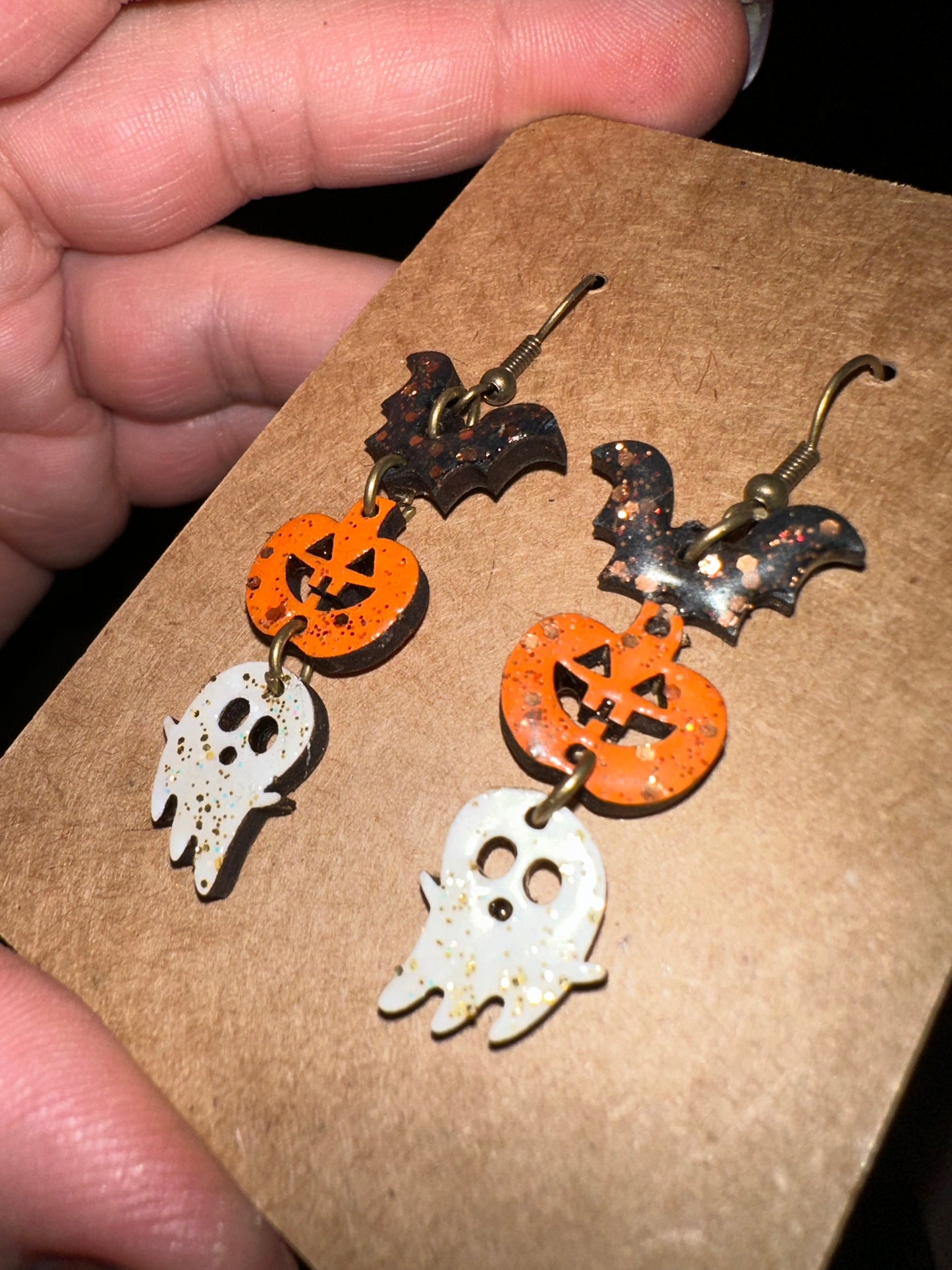 Bat pumpkin ghost earrings