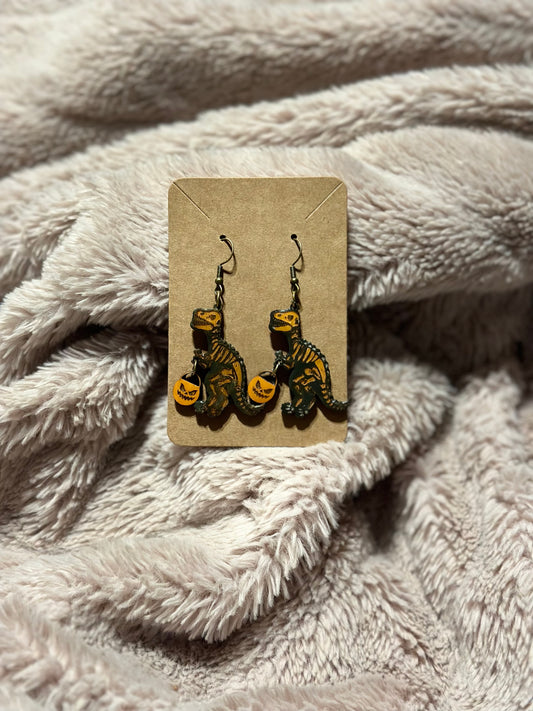 Halloween dinosaur earrings