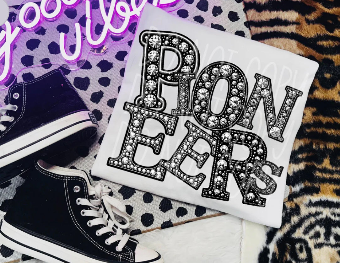 Pioneers school spirit shirt With rhinestones