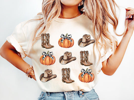 Fall,boot, and pumpkin shirt