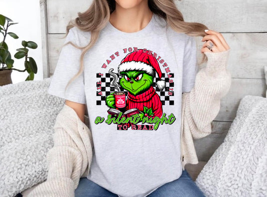 Grinch and books on ash gray
